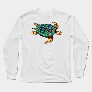 kawaii tropical caribbean turtle ecopop in the ocean art Long Sleeve T-Shirt